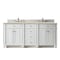 James Martin Vanities Bristol 72in Double Vanity, Bright White w/ 3 CM Eternal Marfil Quartz Top 157-V72-BW-3EMR - alternate 1
